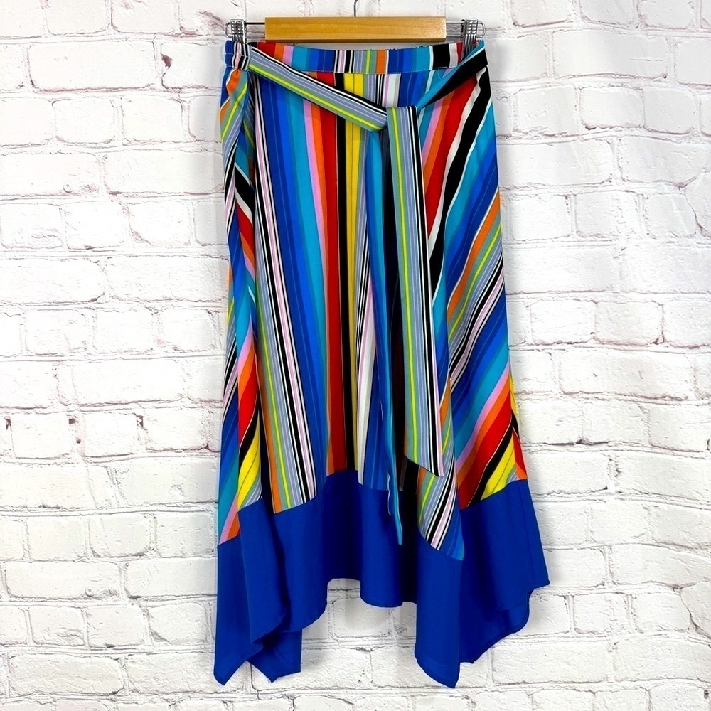 Cupio Blue Red Asymmetrical multicolored Wrap Midi Skirt Resortwear
Tropical